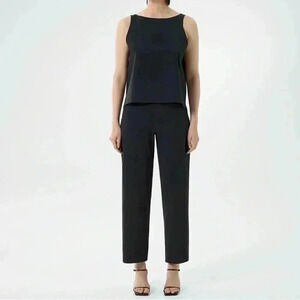 Vintage Pant Set Matching Trousers Sleeveless Top Black Size 8 Petite